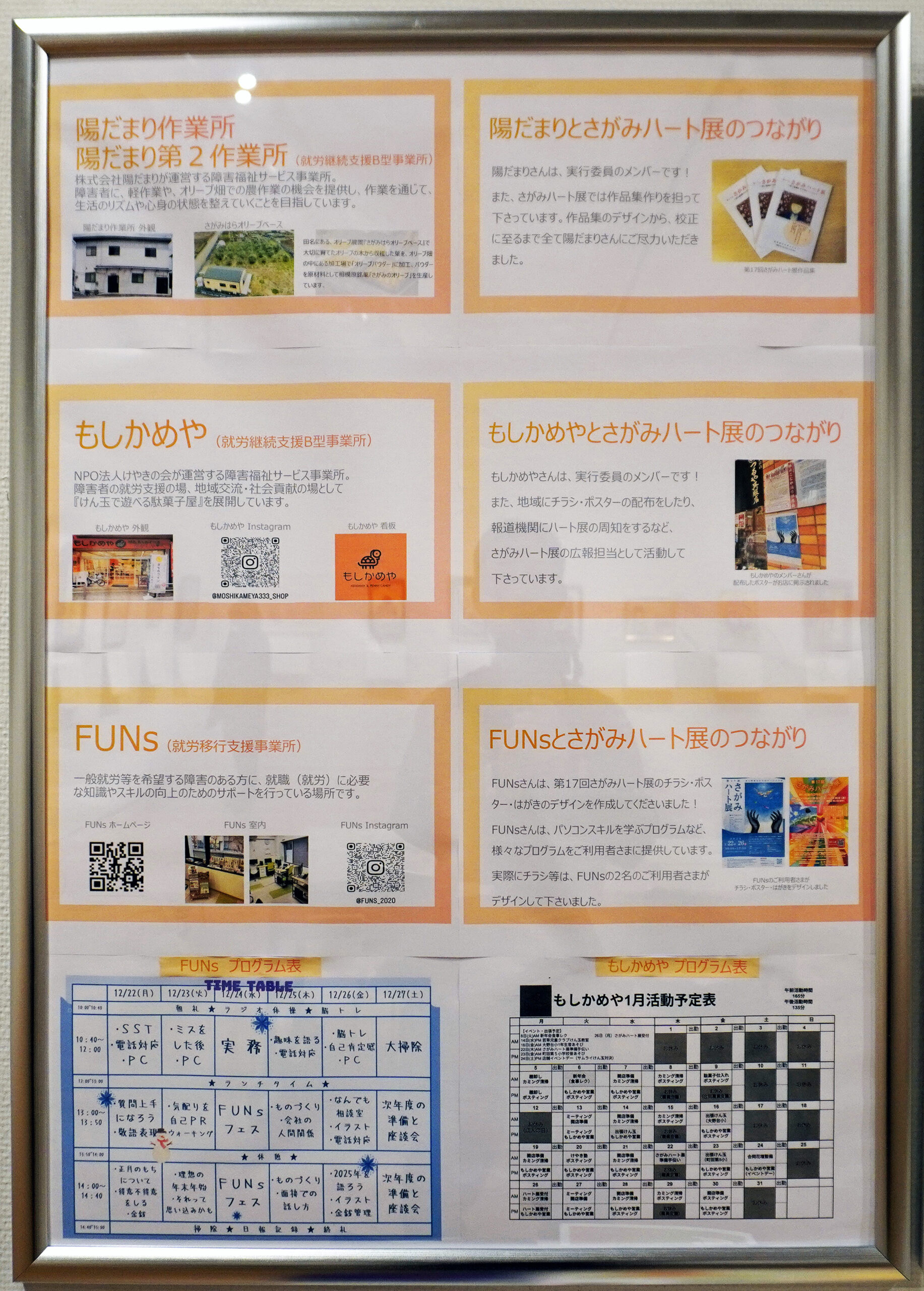 当事者各施設のPR展示コーナー